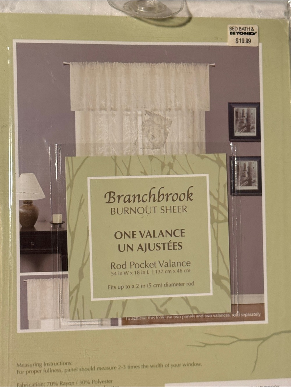 Cream Burnout Sheer Rod Pocket Valance